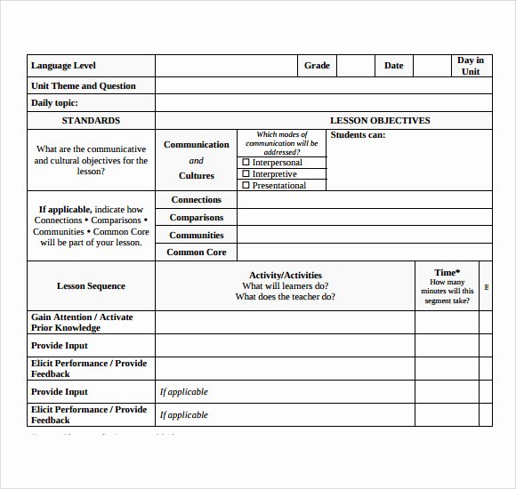 Blank Lesson Plan Template Pdf Beautiful Sample Blank Lesson Plan 10 Documents In Pdf