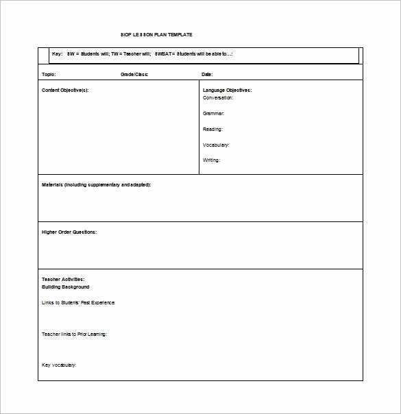 Blank Lesson Plan Template Pdf Best Of Siop Lesson Plan Template Free Word Pdf Documents