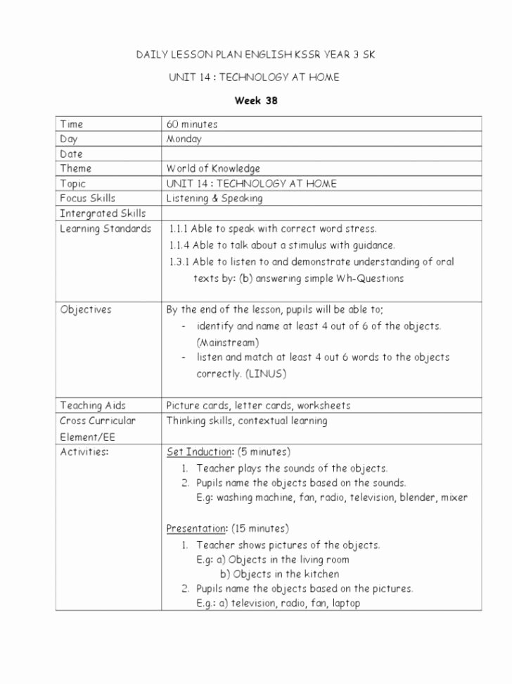 Blank Lesson Plan Template Pdf Lovely 5 Minute Lesson Plan Template Pdf – Daily Lesson Plan