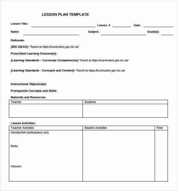 Blank Lesson Plan Template Pdf Luxury Sample Teacher Lesson Plan Template 9 Free Documents In