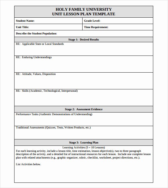 Blank Lesson Plan Template Pdf New Sample Unit Lesson Plan 7 Documents In Pdf Word