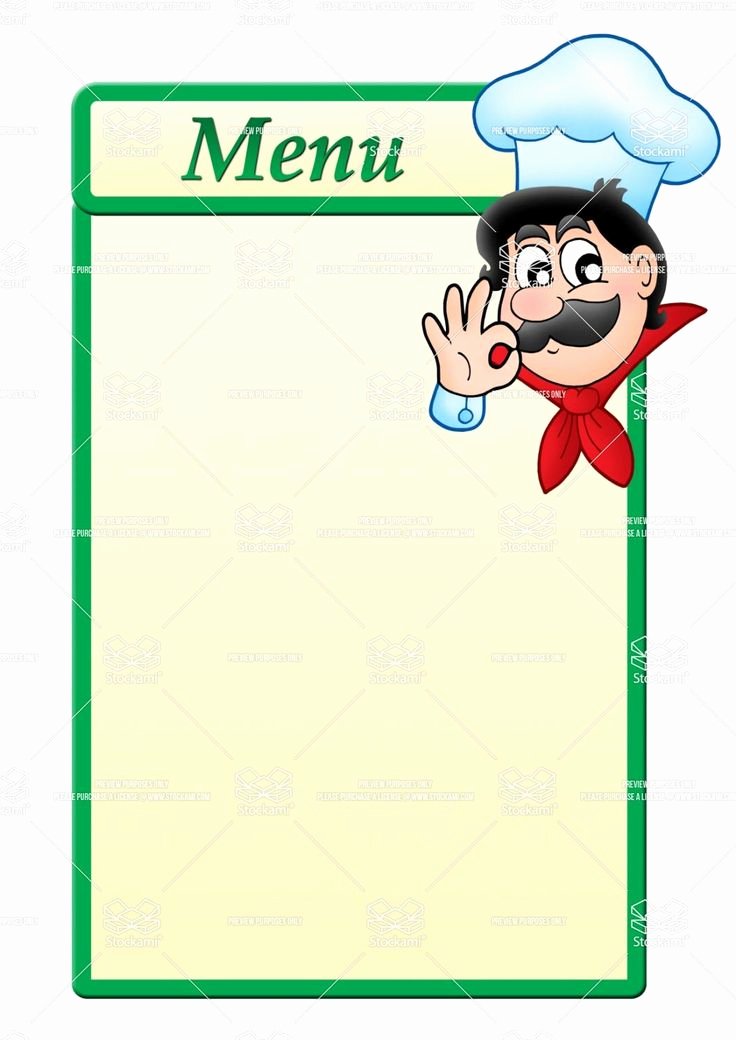 Blank Menu Template Free Fresh Stock Image Menu Template with Cartoon Chef 1 061