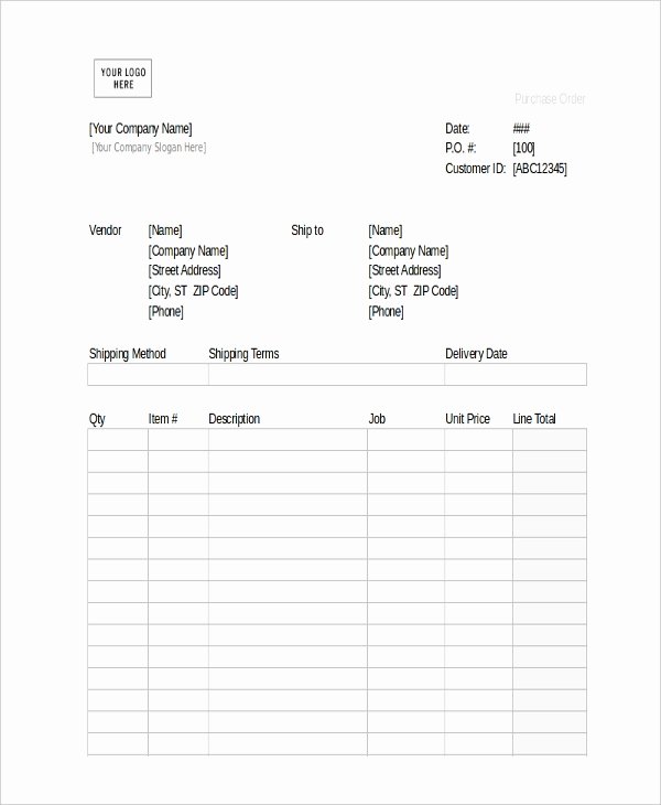 Blank order form Template Awesome Free 11 Sample Blank Purchase order forms In Pdf