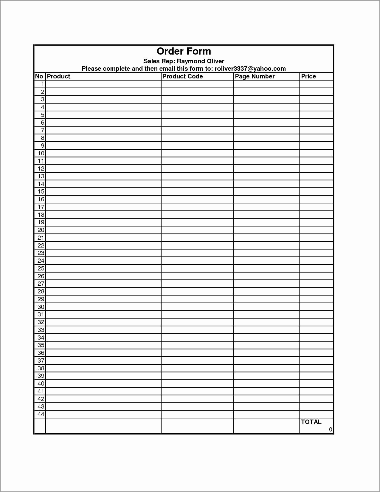 Blank order form Template Elegant Free Printable order form Templates Inspirational