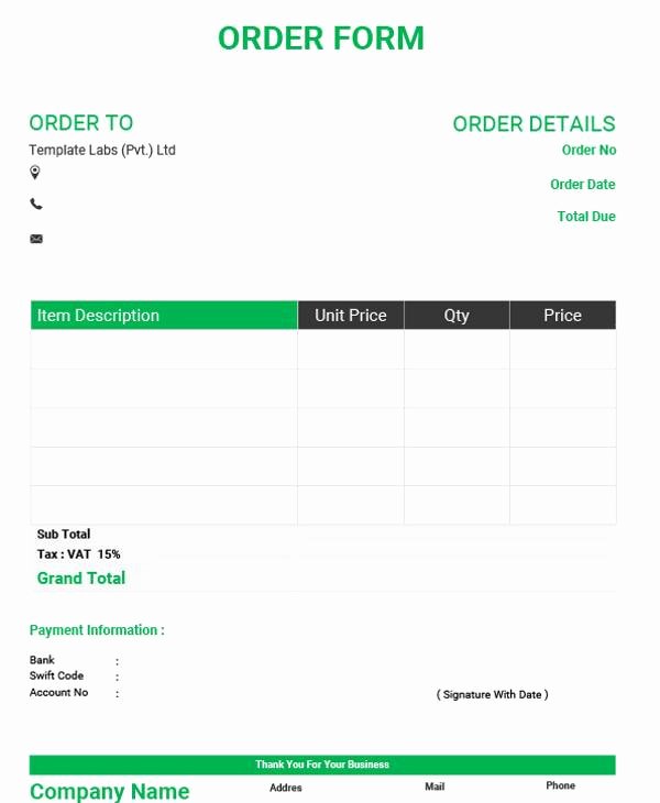 Blank order form Template Fresh 23 order form Templates Pdf Word Excel