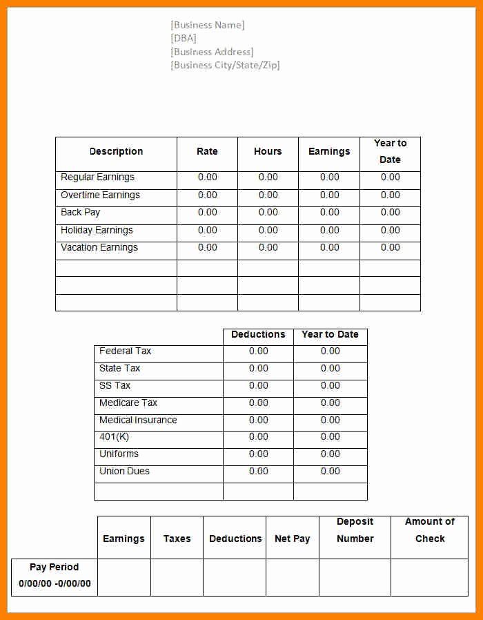 Blank Pay Stub Template Best Of 12 Paystub Example