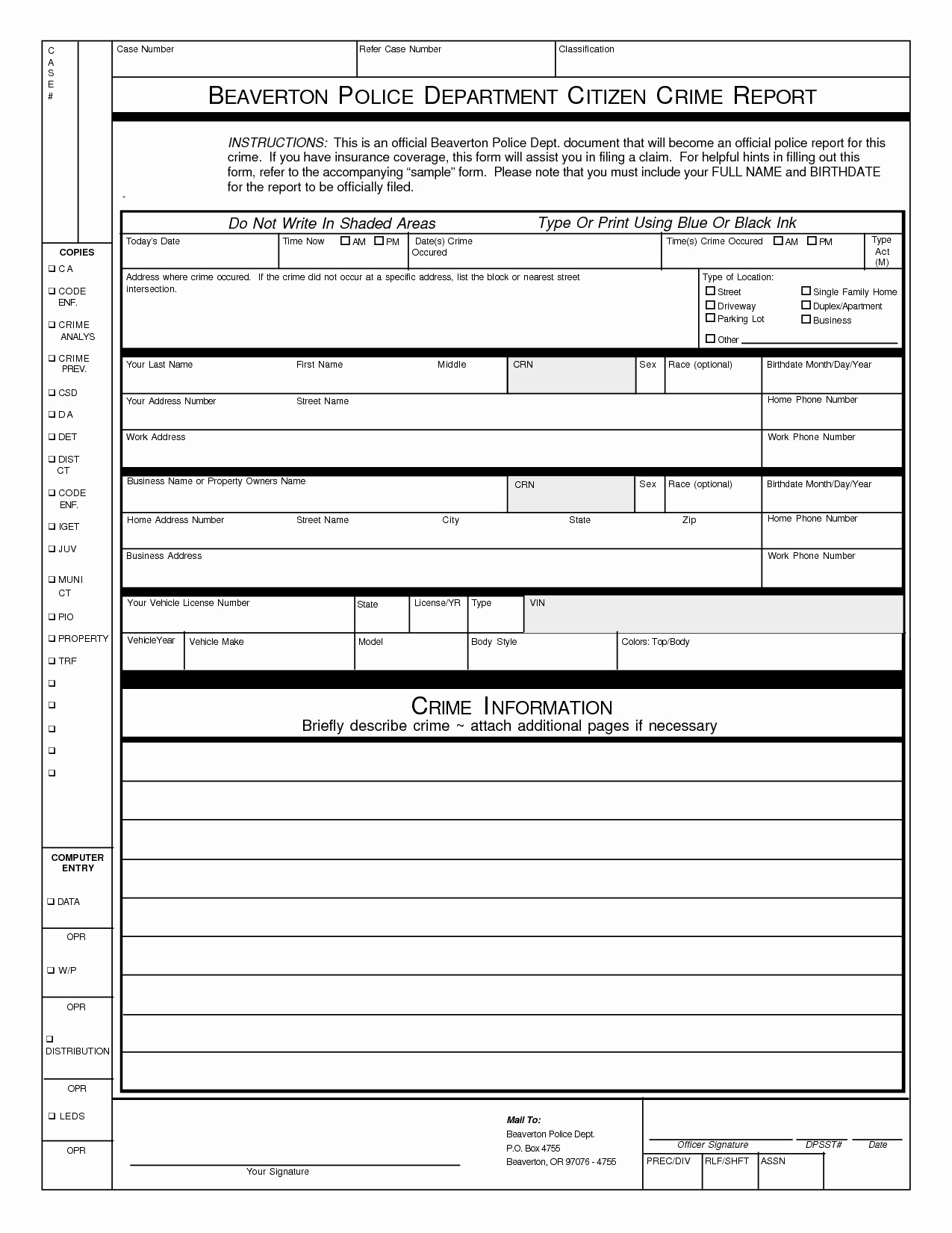 Blank Police Report Template Awesome 26 Of Blank Template for A Murder Detective Report