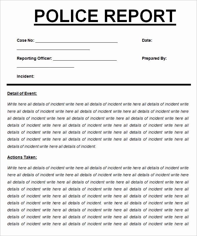 Blank Police Report Template Inspirational Sample Police Report Template 11 Free Word Pdf