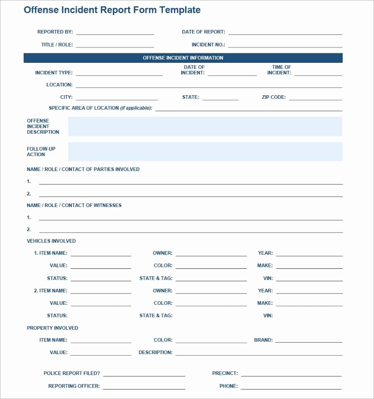 Blank Police Report Template Lovely Police Incident Report Template
