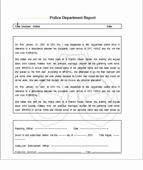 Blank Police Report Template New Weekly Project Status Report Template Excel Tmp