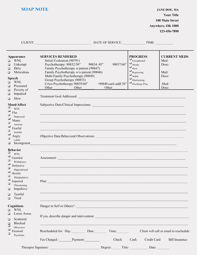 Blank soap Note Template Awesome 35 soap Note Examples Blank formats &amp; Writing Tips