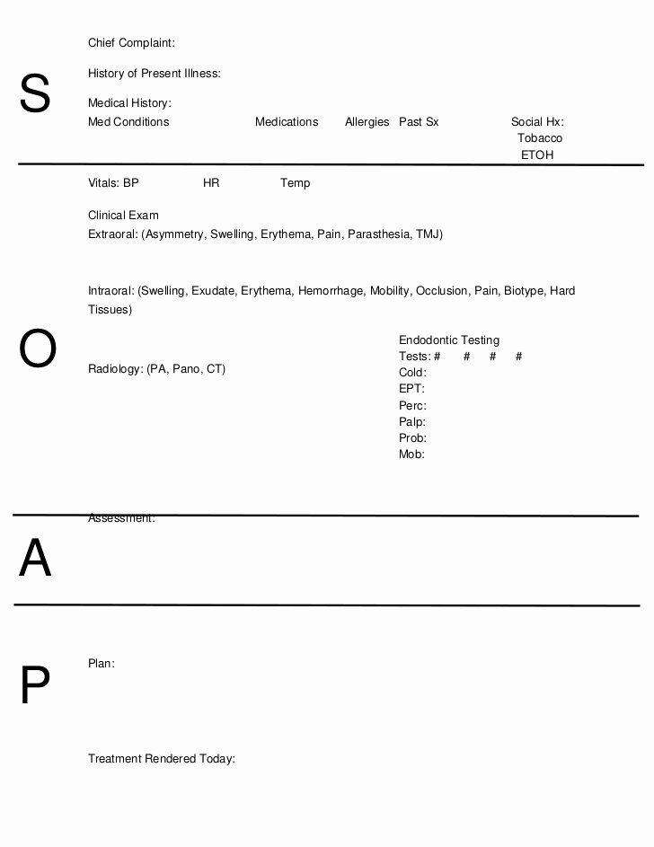 Blank soap Note Template Awesome soap Notes Dentistry Word