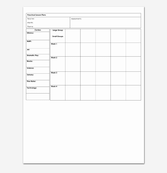 Blank toddler Lesson Plan Template Unique Lesson Plan Template 5 Daily Weekly Monthly for Word