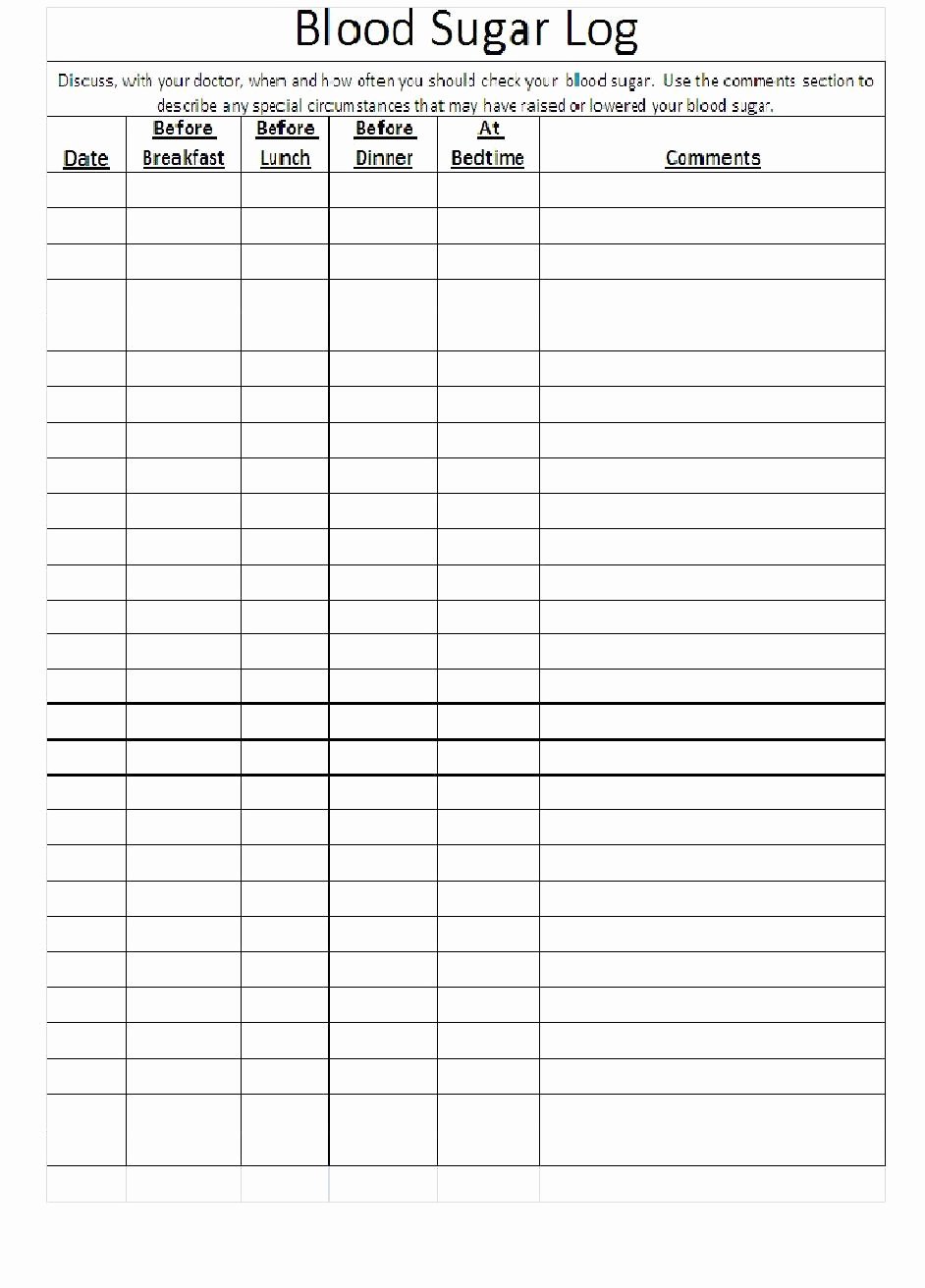 Blood Sugar Log Template Awesome for Patients – People S Health Centers
