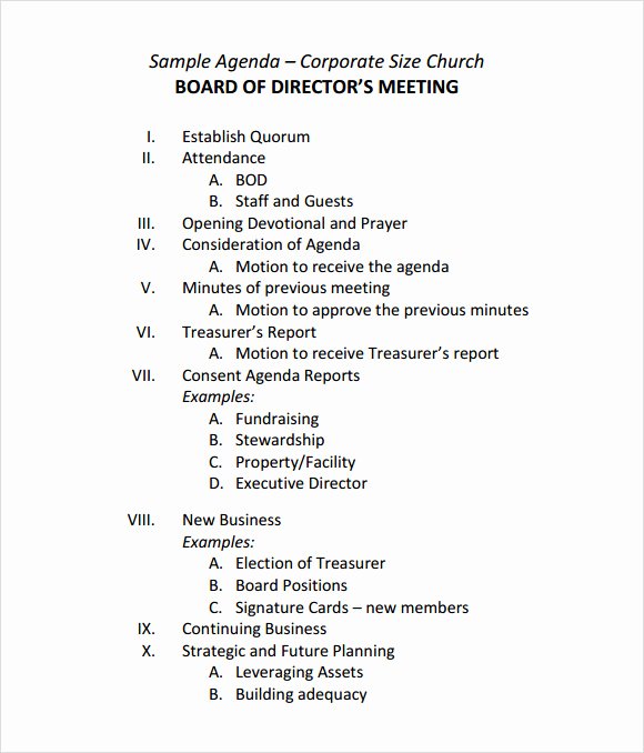Board Meeting Agenda Template Elegant Free 11 Sample Board Meeting Agenda Templates In Pdf