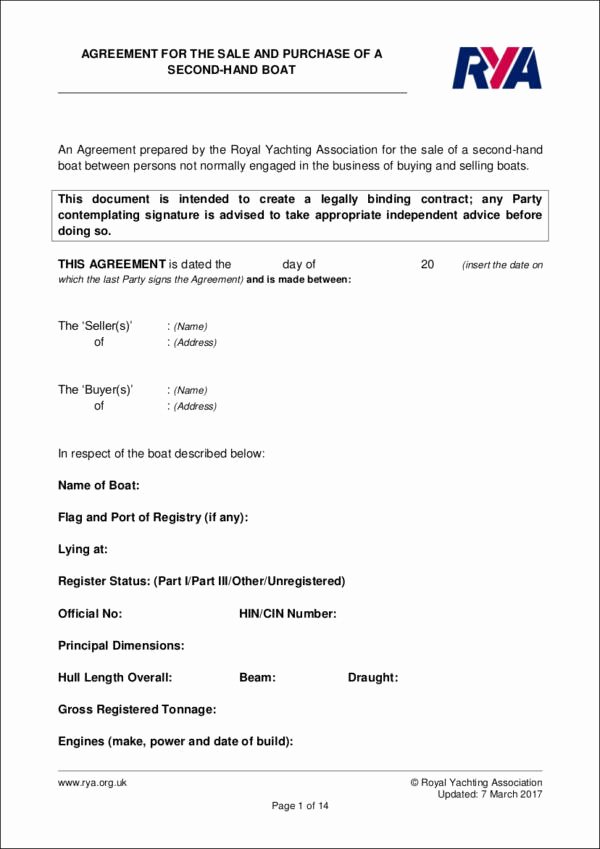Boat Purchase Agreement Template Fresh 25 Sales Contract Template Docs Word