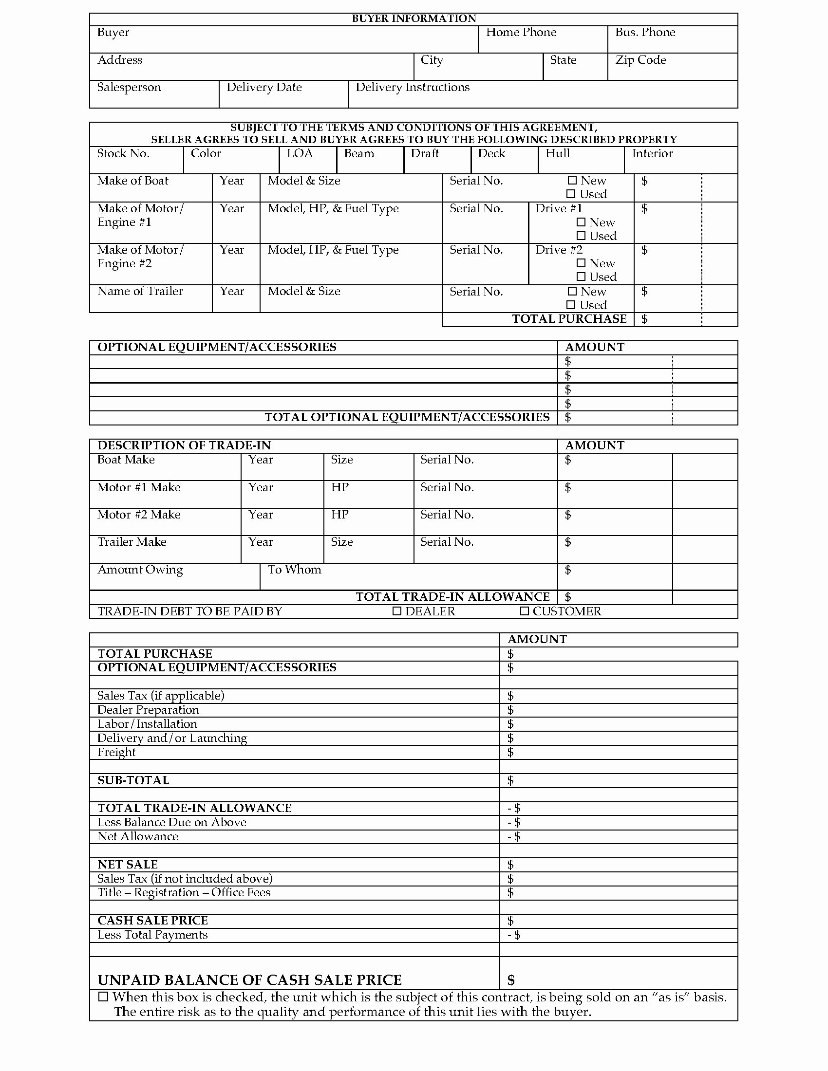 Boat Purchase Agreement Template Luxury Usa Marine Purchase Agreement
