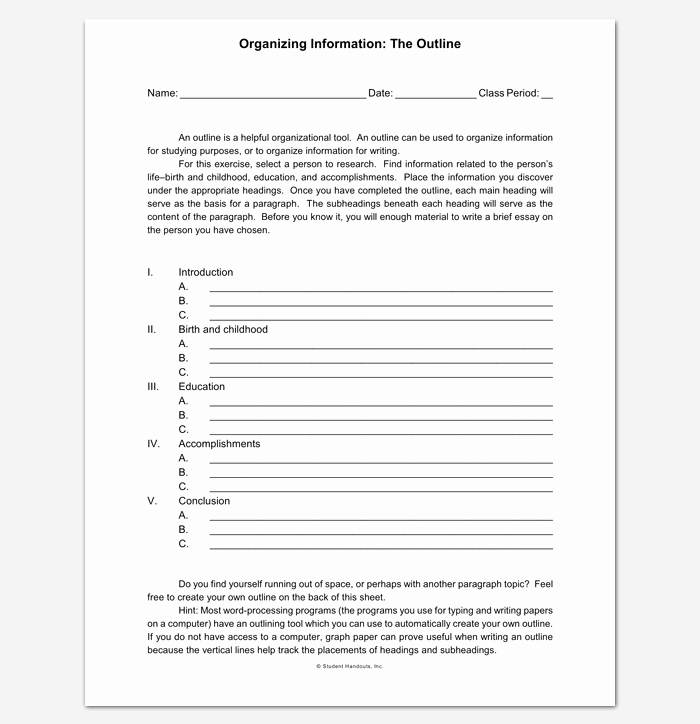 Book Outline Template Microsoft Word Inspirational Blank Outline Template 11 Examples and formats for