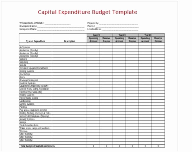 Budget Proposal Template Excel New Capital Expenditure Bud Template