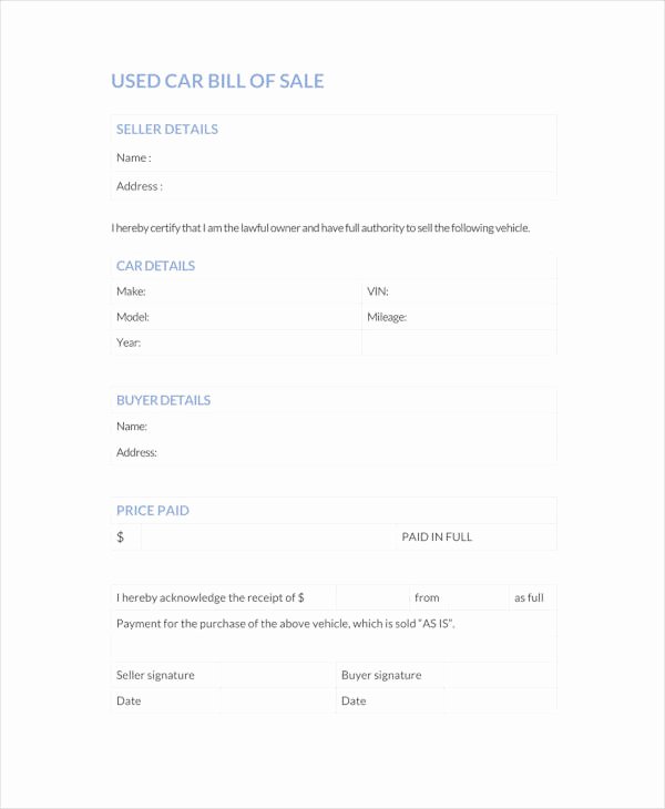 Business Bill Of Sale Template Awesome 6 Used Car Bill Sale Templates Pdf Word Apple