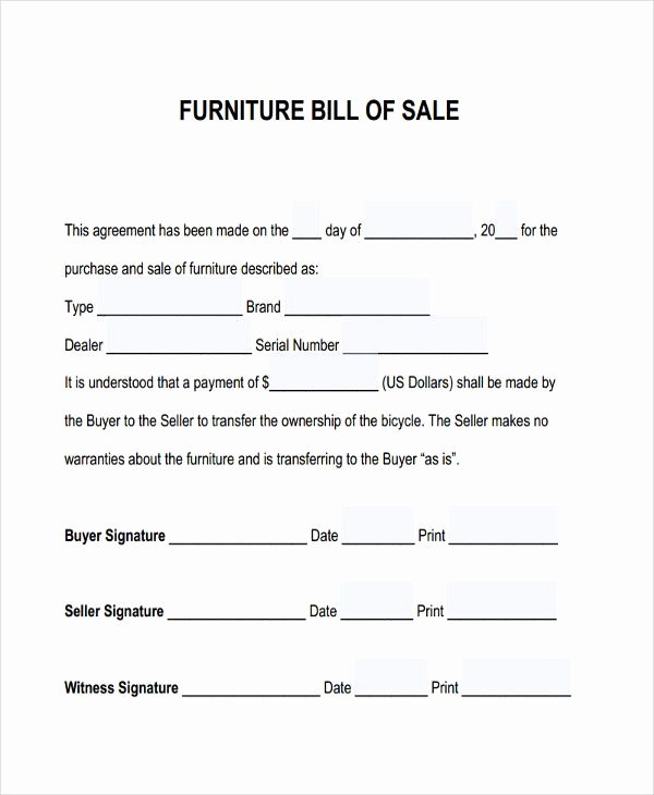 Business Bill Of Sale Template Awesome Furniture Bill Sale Free &amp; Premium Templates