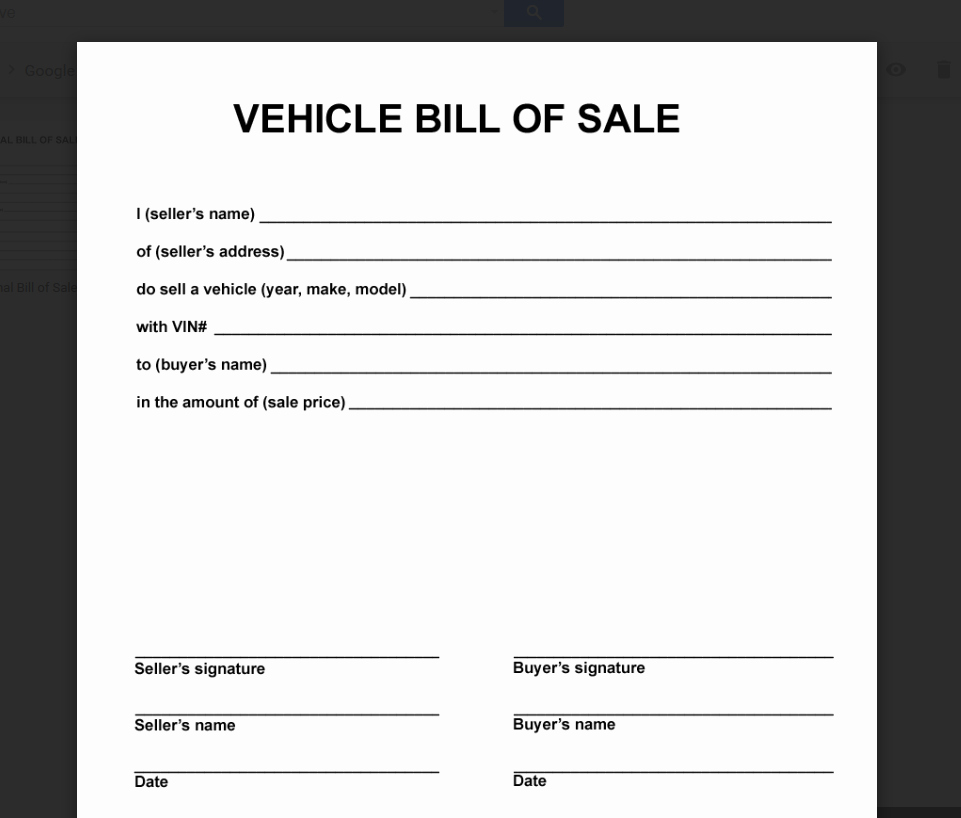 Business Bill Of Sale Template Awesome Simple Bill Sale for Car