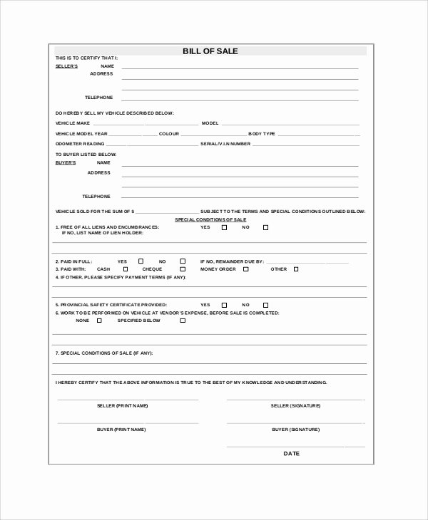 Business Bill Of Sale Template Fresh Sample Auto Bill Of Sale 8 Examples In Pdf Word