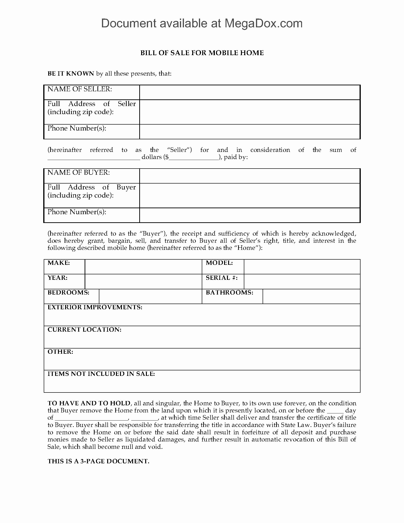 Business Bill Of Sale Template Lovely Georgia Bill Of Sale for Mobile Home