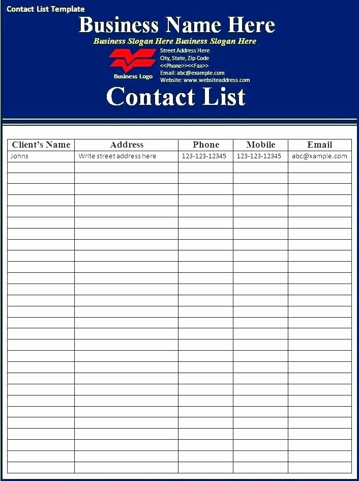 Business Contact List Template Elegant 12 13 Pany Phone Directory Template