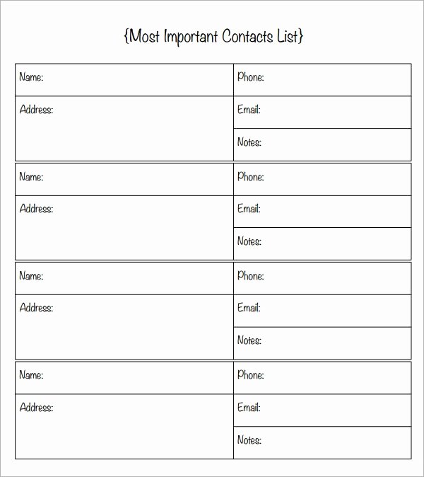 Business Contact List Template Elegant Free 12 Contact List Templates In Pdf