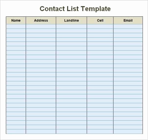 Business Contact List Template Luxury 24 Free Contact List Templates In Word Excel Pdf