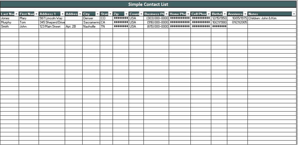 Business Contact List Template Luxury Professional Business Contact List Template Excel and Word