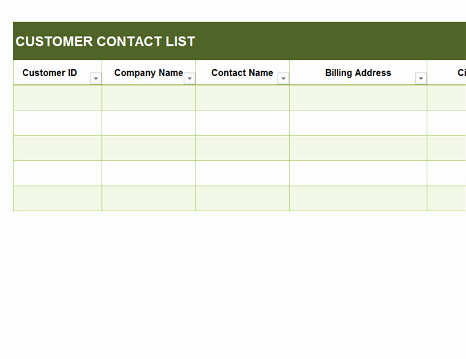 Business Contact List Template New Basic Customer Contact List