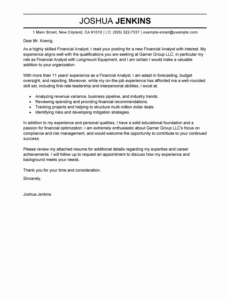 Business Cover Letter Template Awesome Business Analyst Cover Letter Examples