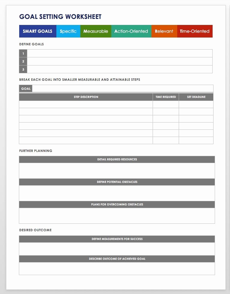 Business Goal Setting Template Awesome 28 Free Time Management Worksheets