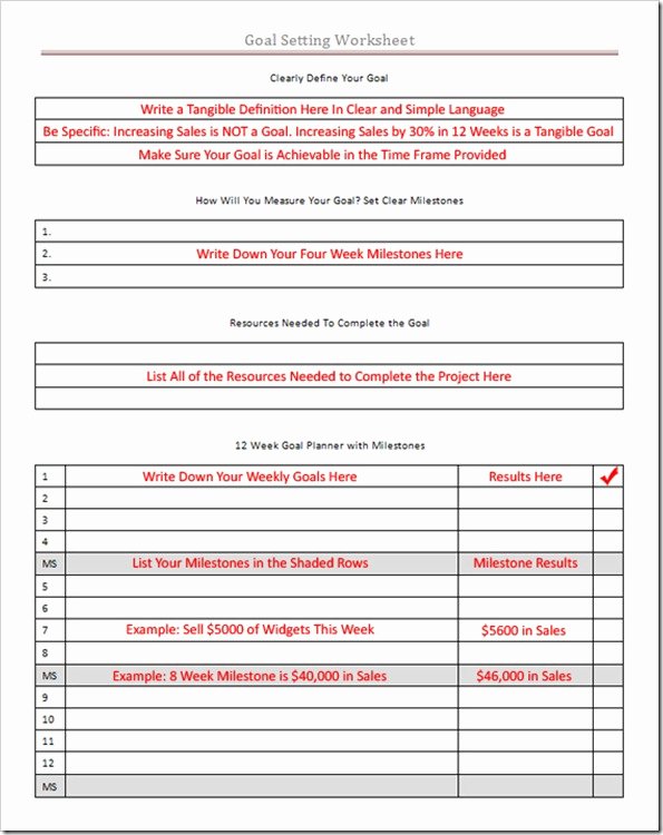 Business Goal Setting Template Awesome Goal Setting Worksheet Archives Personal Success today