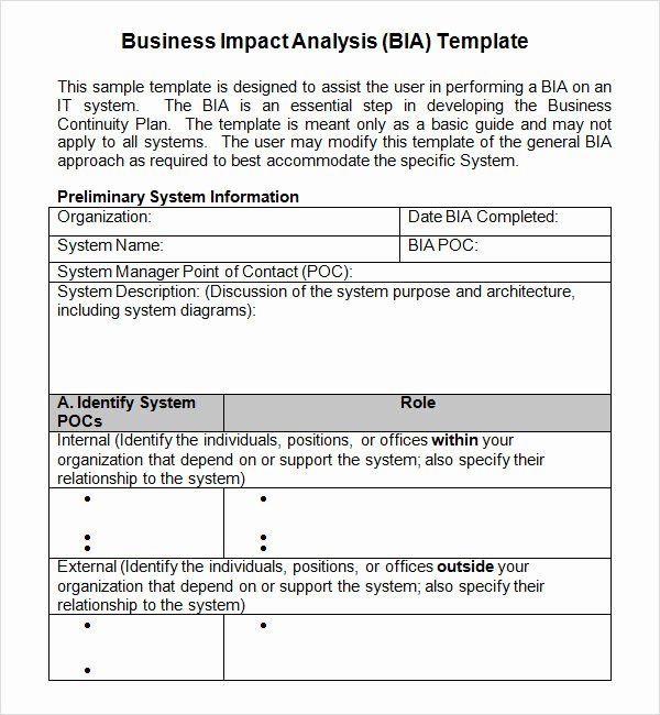 Business Impact Analysis Template Excel Unique Business Impact Analysis Template