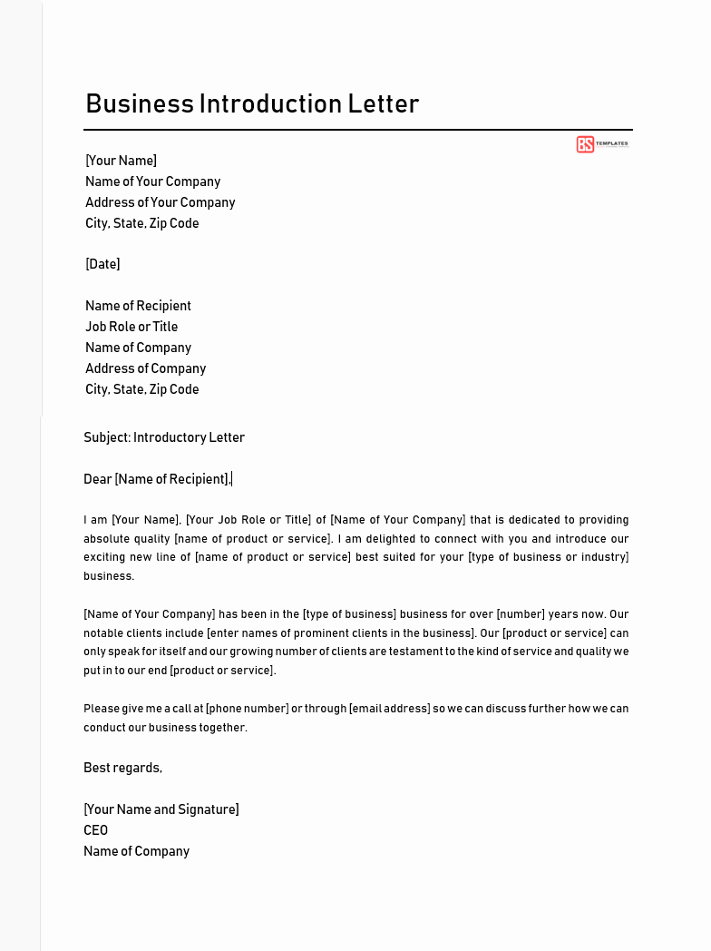 Business Introduction Letter Template Best Of Business Introduction Letters Free Templates Pdf &amp; Word