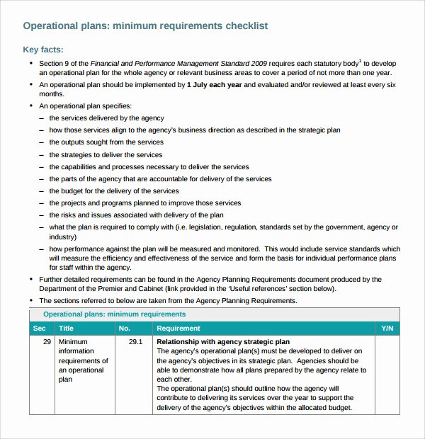 Business Operational Plan Template New Sample Operational Plan Template 20 Free Documents In