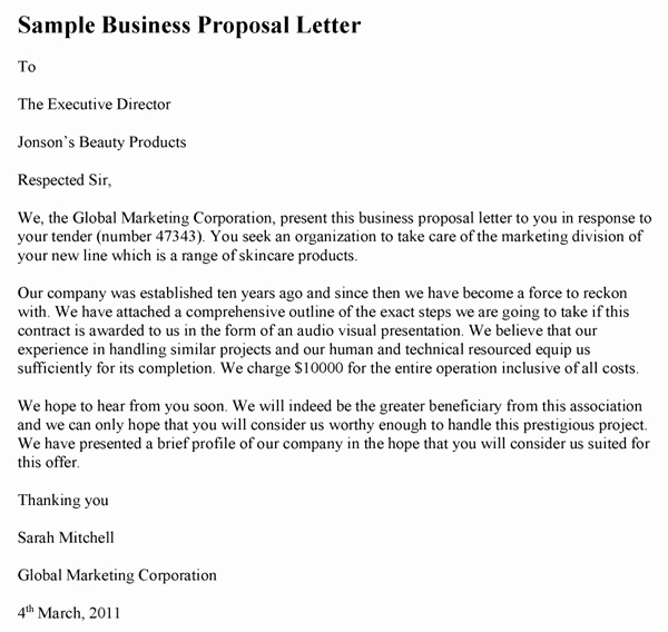 Business Proposal Letter Template Beautiful Sample Business Proposal Letter