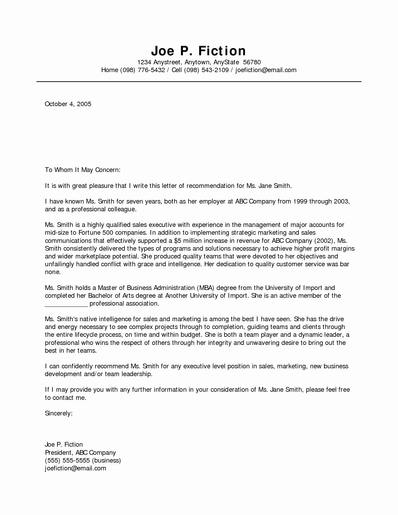 Business Reference Letter Template Elegant Template for Writing A Letter Re Mendation for A
