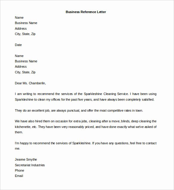 Business Reference Letter Template Lovely Free Reference Letter Templates 24 Free Word Pdf