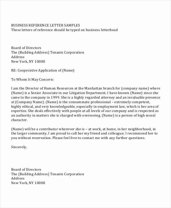 Business Reference Letter Template Unique 46 Sample Reference Letter Templates