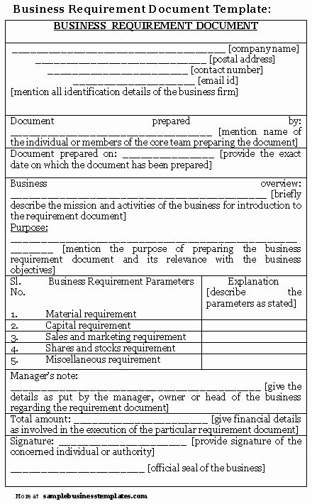 Business Requirements Document Template Elegant Business Requirements Document Template