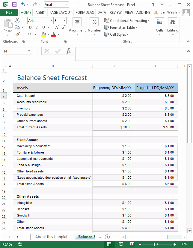Business Requirements Document Template Excel Unique Excel Template – Balance Sheet forecast