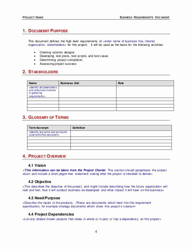 Business Requirements Document Template Inspirational 19 Business Requirements Document Examples Pdf