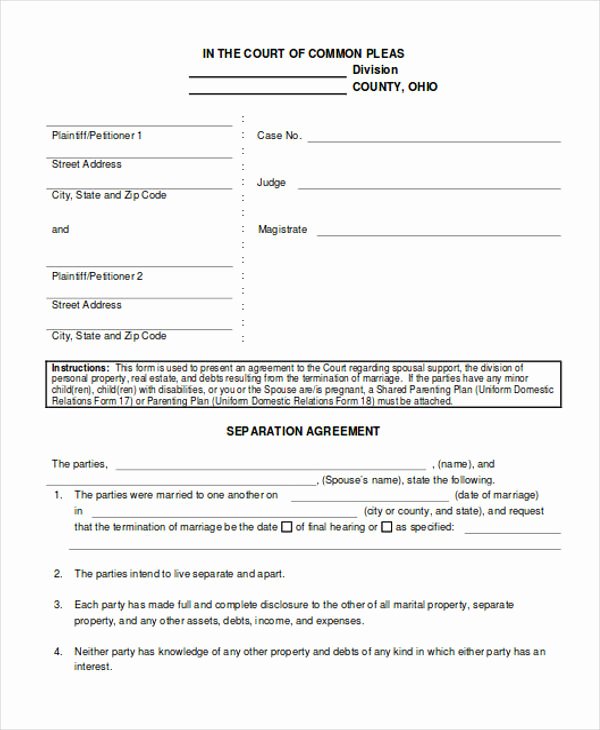 Business Separation Agreement Template Best Of 12 Sample Separation Agreements Free Sample Example