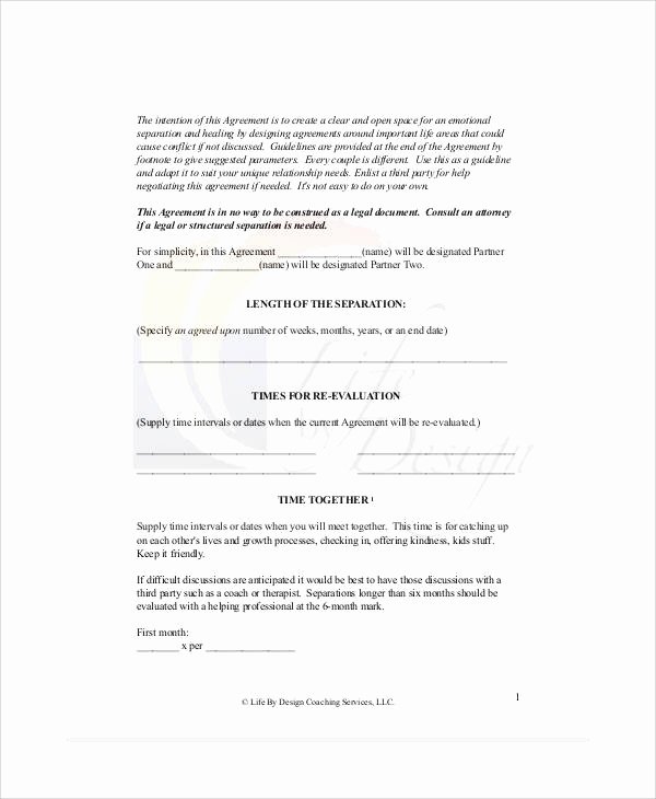 Business Separation Agreement Template Fresh Sample Separation Agreement form 7 Examples In Word Pdf