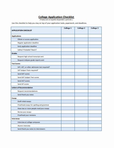 Business Startup Checklist Template Beautiful 15 College Application Checklist Templates In Pdf