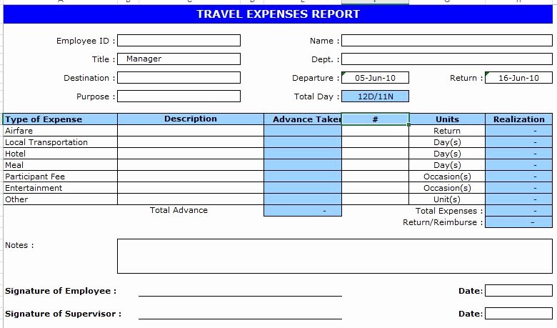 Business Trip Report Template Elegant Business Travel Expenses Report form